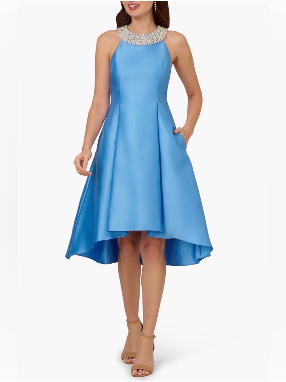 Rhinestone Pearl Halter Neck
High-Low Mikado Dress
Adrianna Papell